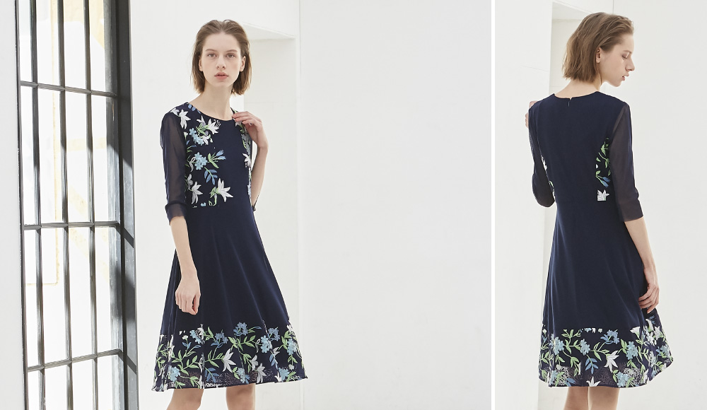 LILY TULLE EMBROIDERY WITH LACE DRESS