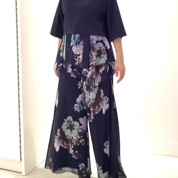 フラワーフラミンゴプリントTシャツ